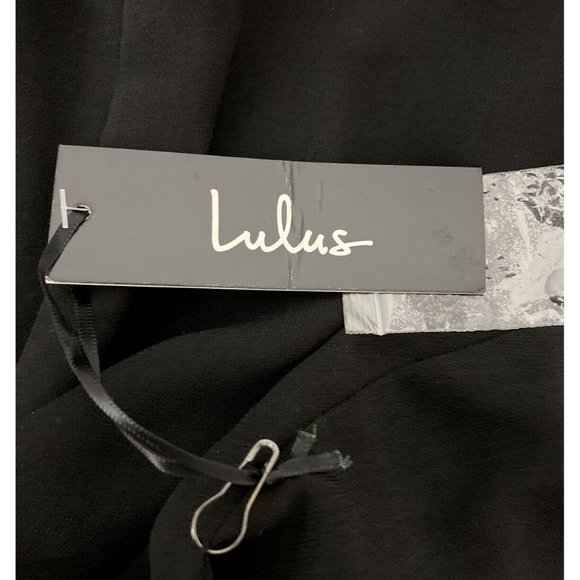 NWT Lulus Size Small Women Black Deep V-Neck Mini Lined Dress Bell Sleeve - Picture 9 of 11